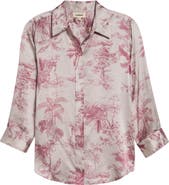 L'AGENCE Dani Three-Quarter Sleeve Silk Button-Up Shirt