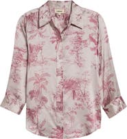 L'AGENCE Dani Three-Quarter Sleeve Silk Button-Up Shirt