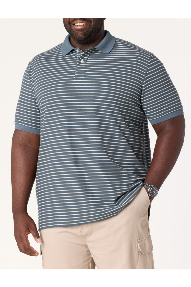 Big & Tall Tri-Color Striped Polo Shirt V2, Main, color, DARK SLATE