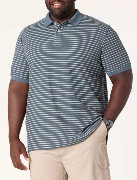 Big & Tall Tri-Color Striped Polo Shirt V2