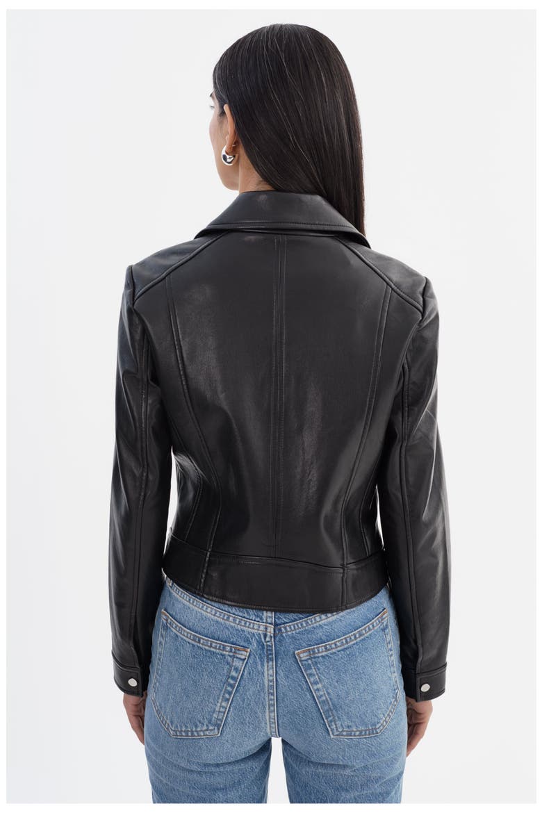 Klea | Recycled Leather Biker Jacket, Alternate, color, Black