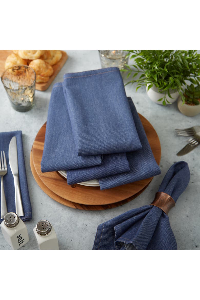 Denim Embroidered Jeans Napkin Set/6, Alternate, color, Denim