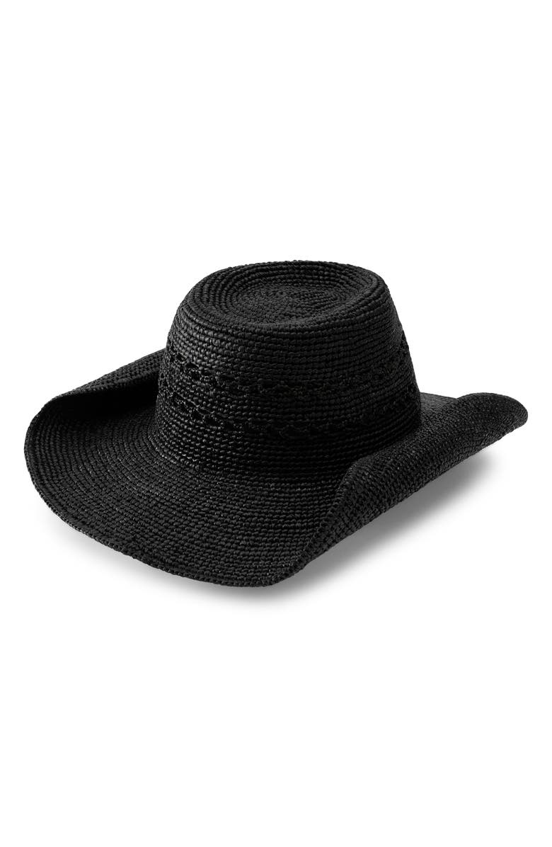 Helen Kaminski Gwen Raffia Cowboy Hat, Alternate, color, Charcoal
