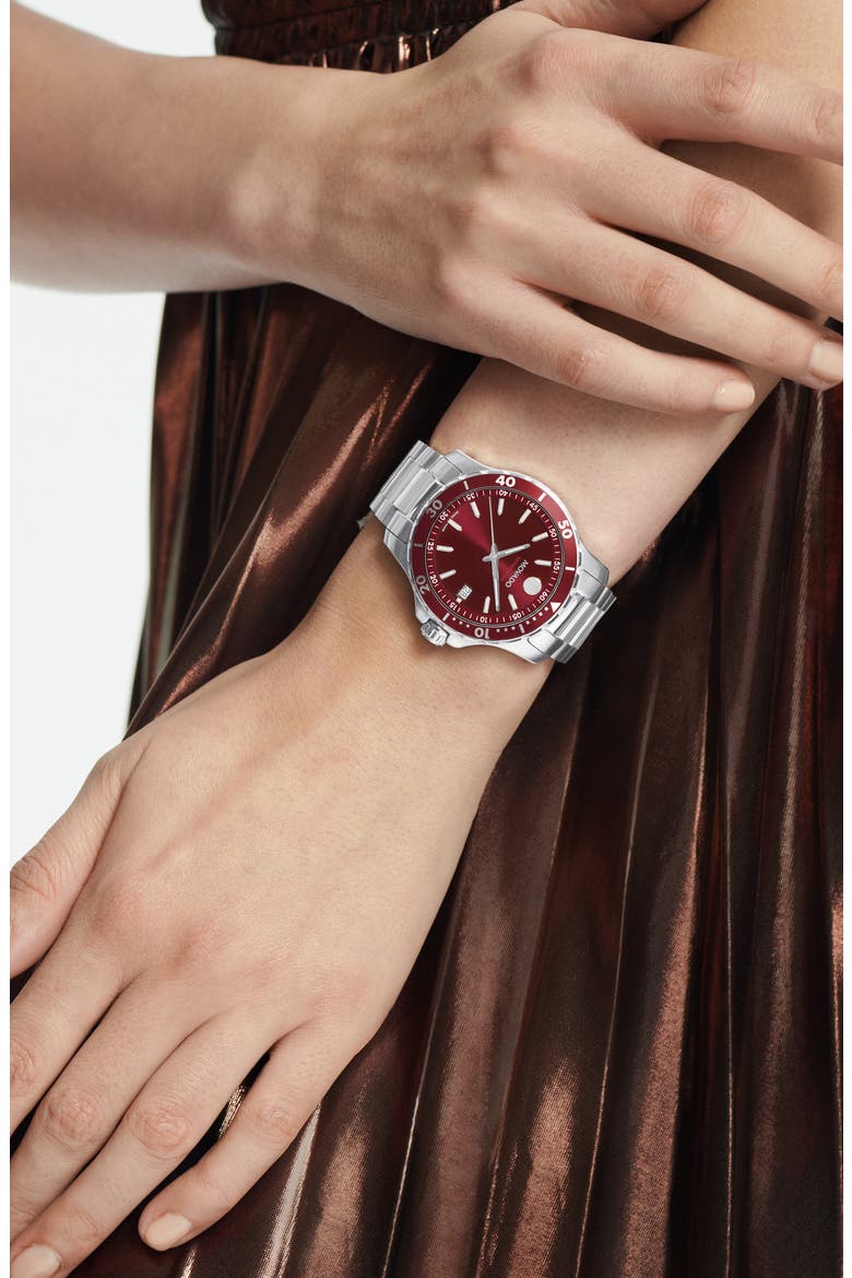 Series 800 Bracelet Watch, 40mm, Alternate, color, RED/ SILVER