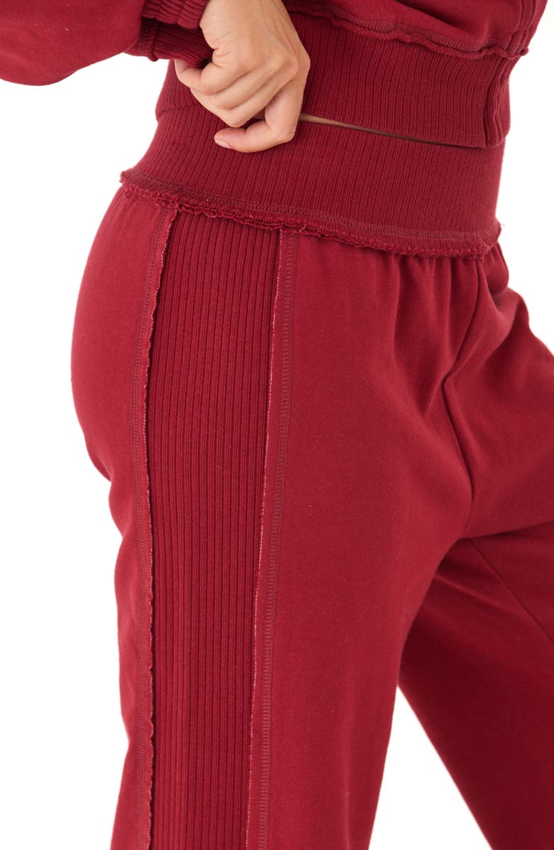 Threads 4 Thought Elexis Side Rib Cotton Blend Wide Leg Pants, Alternate, color, Cranberry