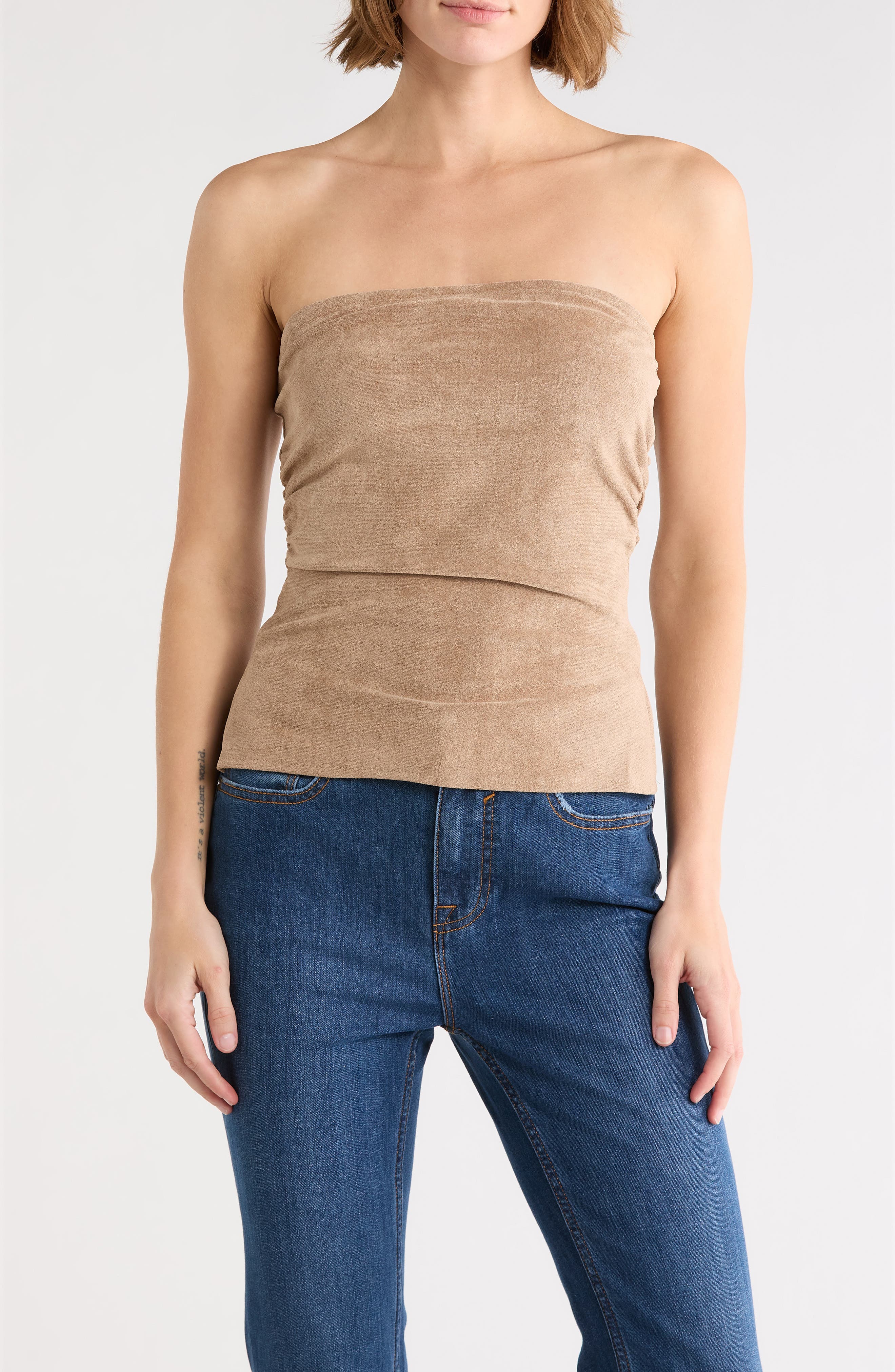 Faux Suede Tube Top