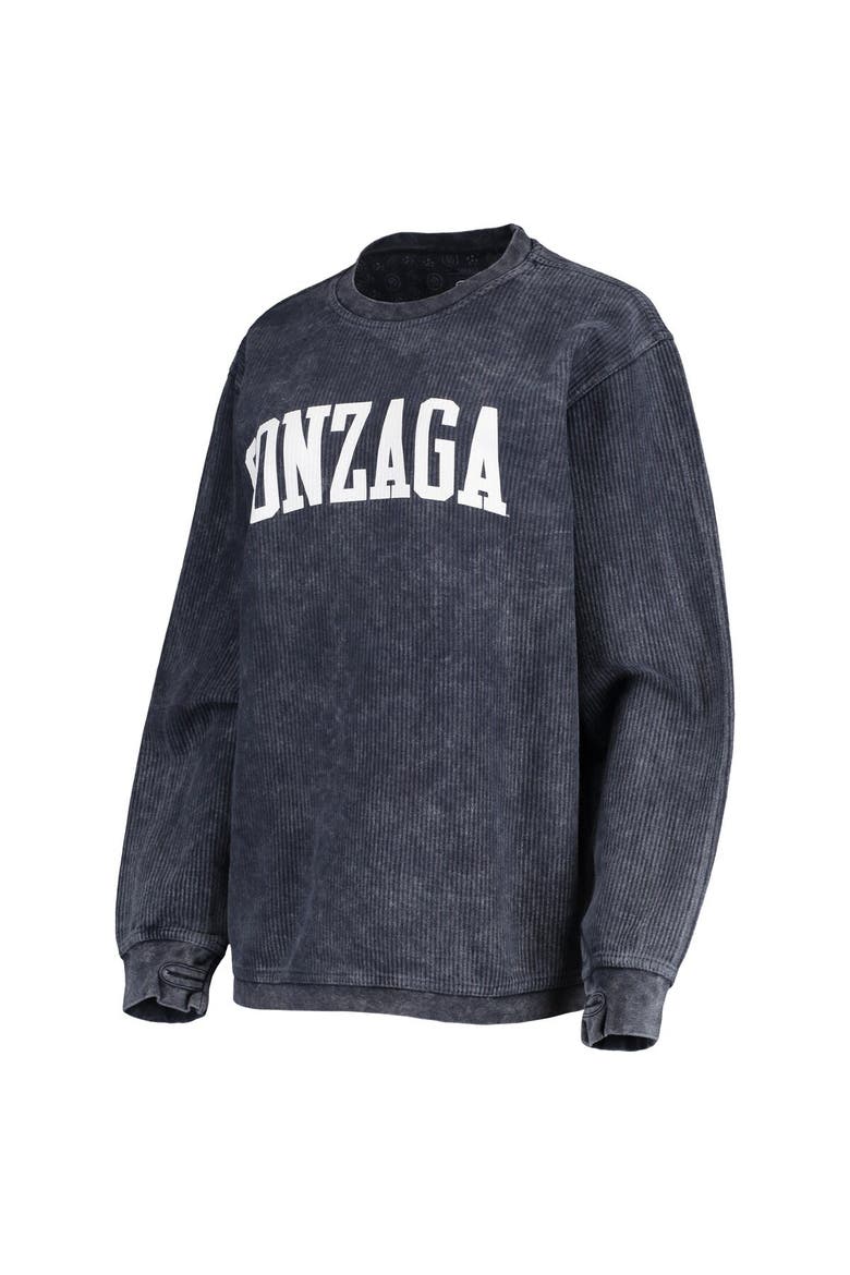 Women's Pressbox Navy Gonzaga Bulldogs Comfy Cord Vintage Wash Basic Arch Pullover Sweatshirt, Alternate, color, Navy
