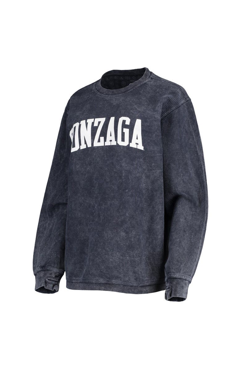 PRESSBOX Women's Pressbox Navy Gonzaga Bulldogs Comfy Cord Vintage Wash Basic Arch Pullover Sweatshirt, Alternate, color, Navy