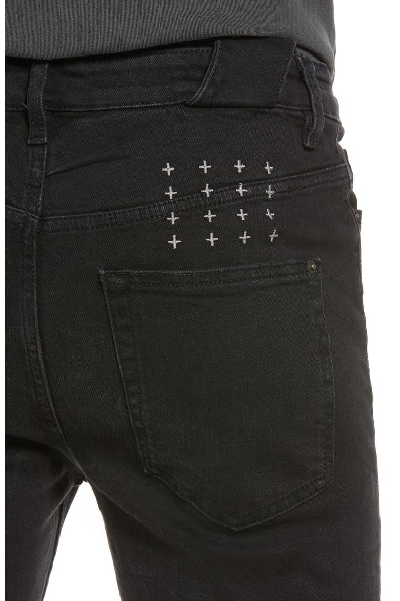Chitch Krow Krushed Ripped Slim Skinny Jeans, Alternate, color, BLACK