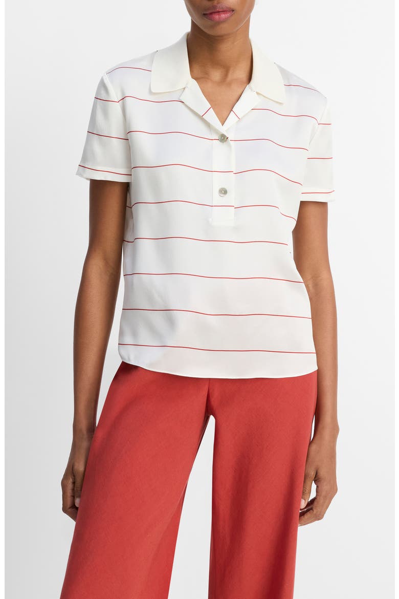 Stripe Relaxed Fit Polo, Main, color, CREAM/BRICK ROSE