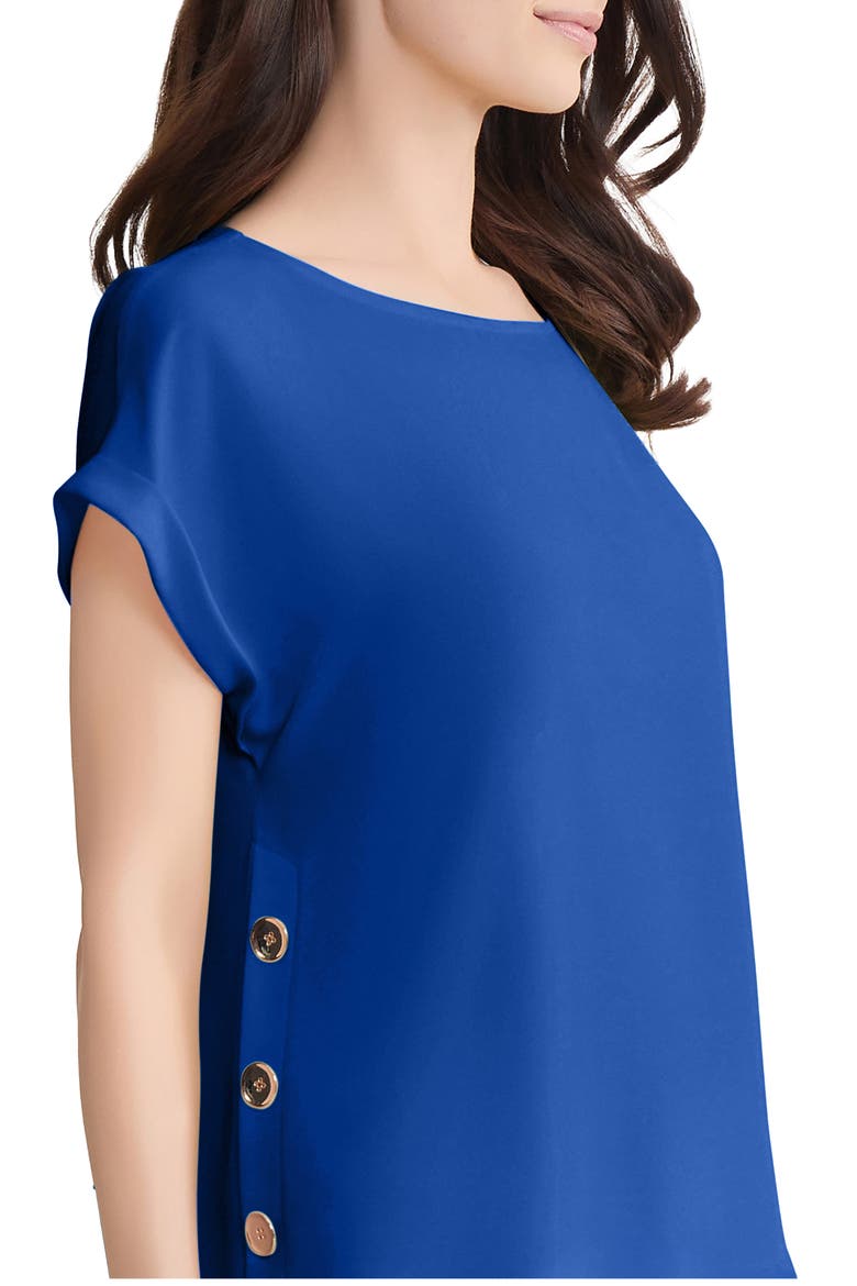 Button Side Short Sleeve Top, Alternate, color, SAPPHIRE