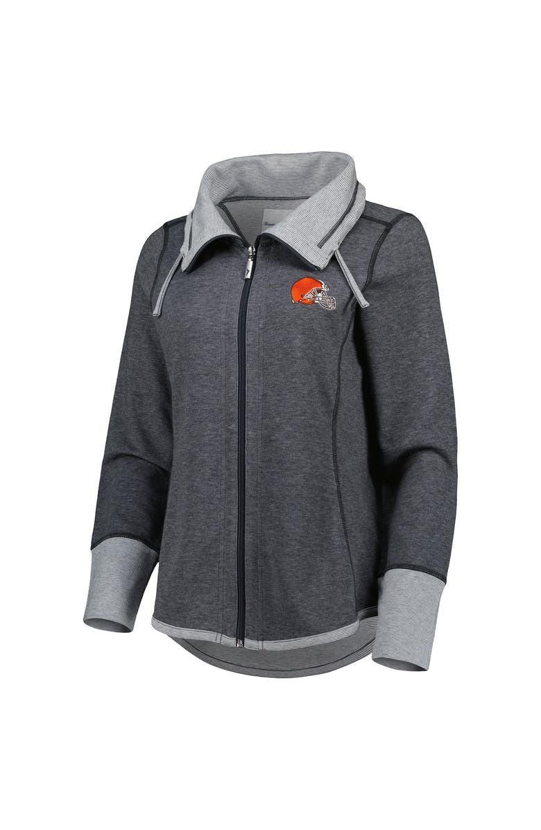 Tommy Bahama Women's Tommy Bahama Heathered Black Cleveland Browns Sport Sun Fade Full-Zip Sweatshirt, Alternate, color, Heather Black