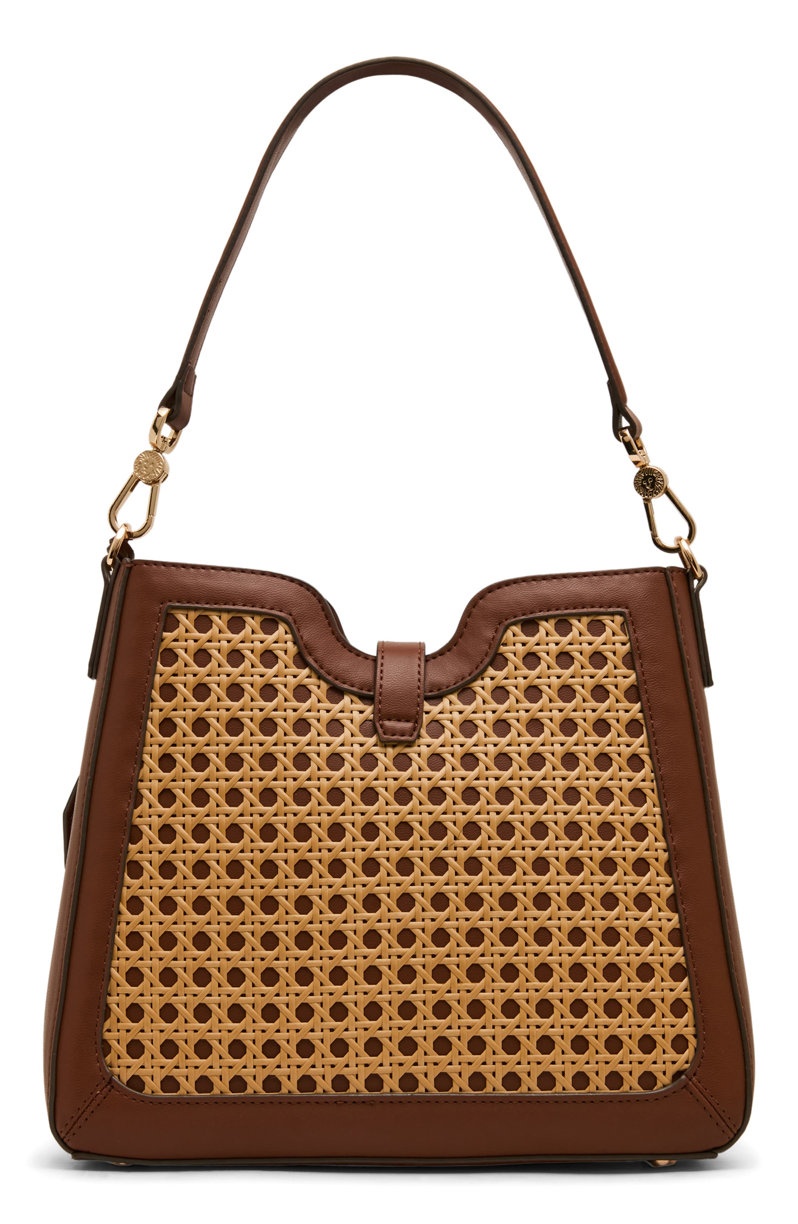 Straw Bucket Bag, Alternate, color, NATURAL-WALNUT