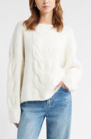 Open Edit Cable Boatneck Sweater