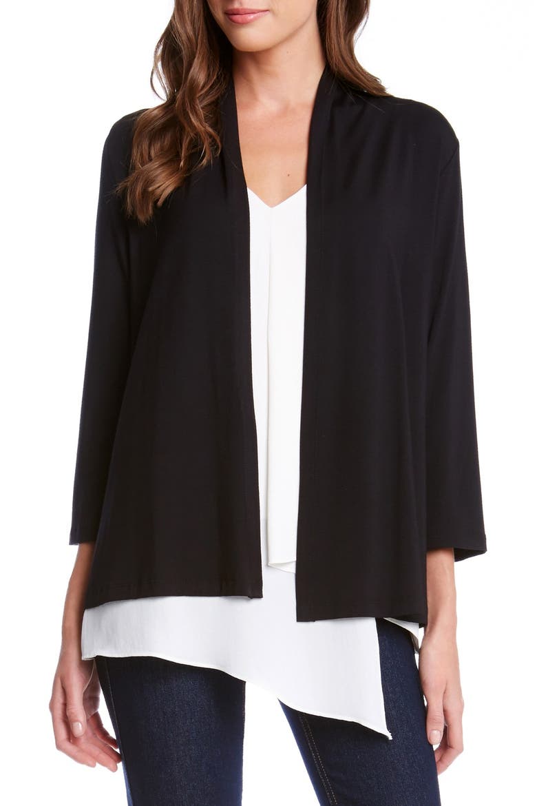 Molly Open Jersey Cardigan, Main, color, BLACK