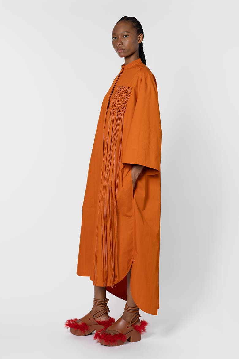Poska Cotton Shirt Dress, Alternate, color, Cinnamon