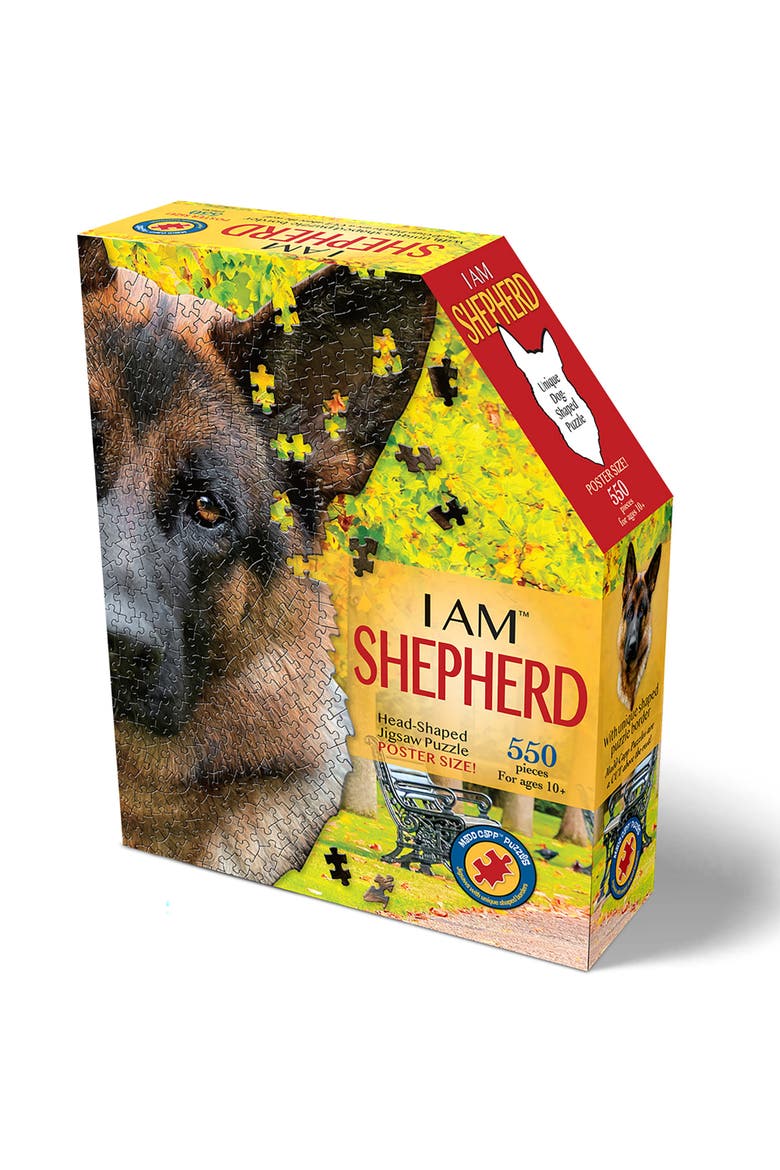 I Am Shepard 550 Piece Puzzle Dog Shaped Animal Jigsaw, 19 X 32", Alternate, color, Multicolored