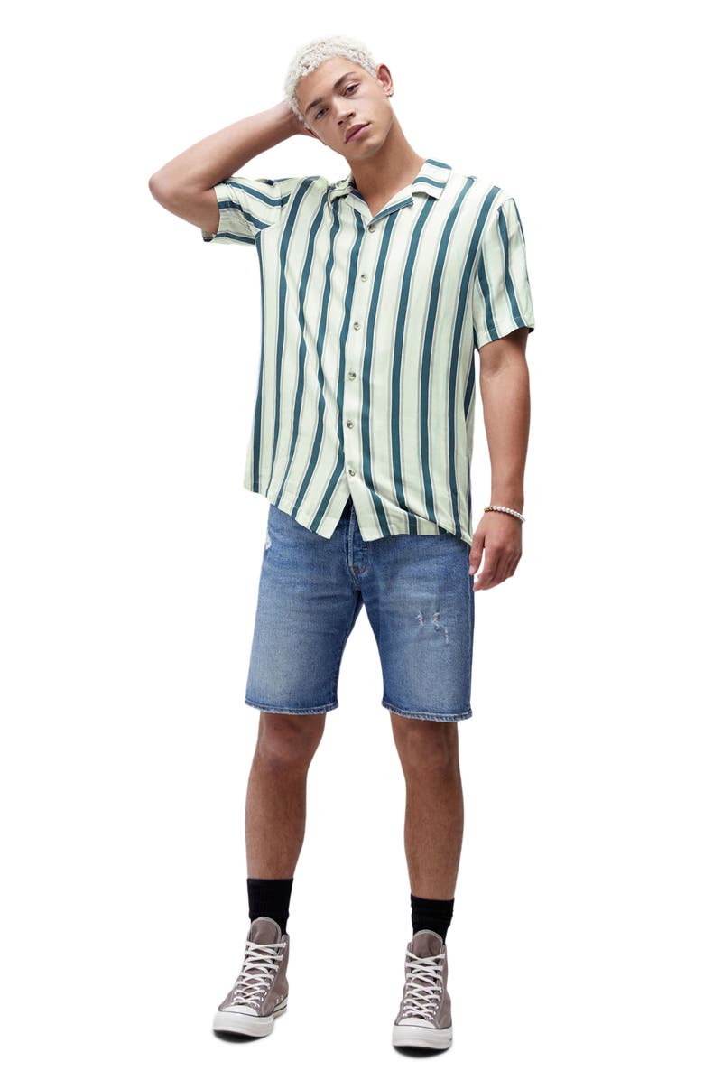 PacSun Stripe Short Sleeve Button-Up Shirt, Alternate, color, 