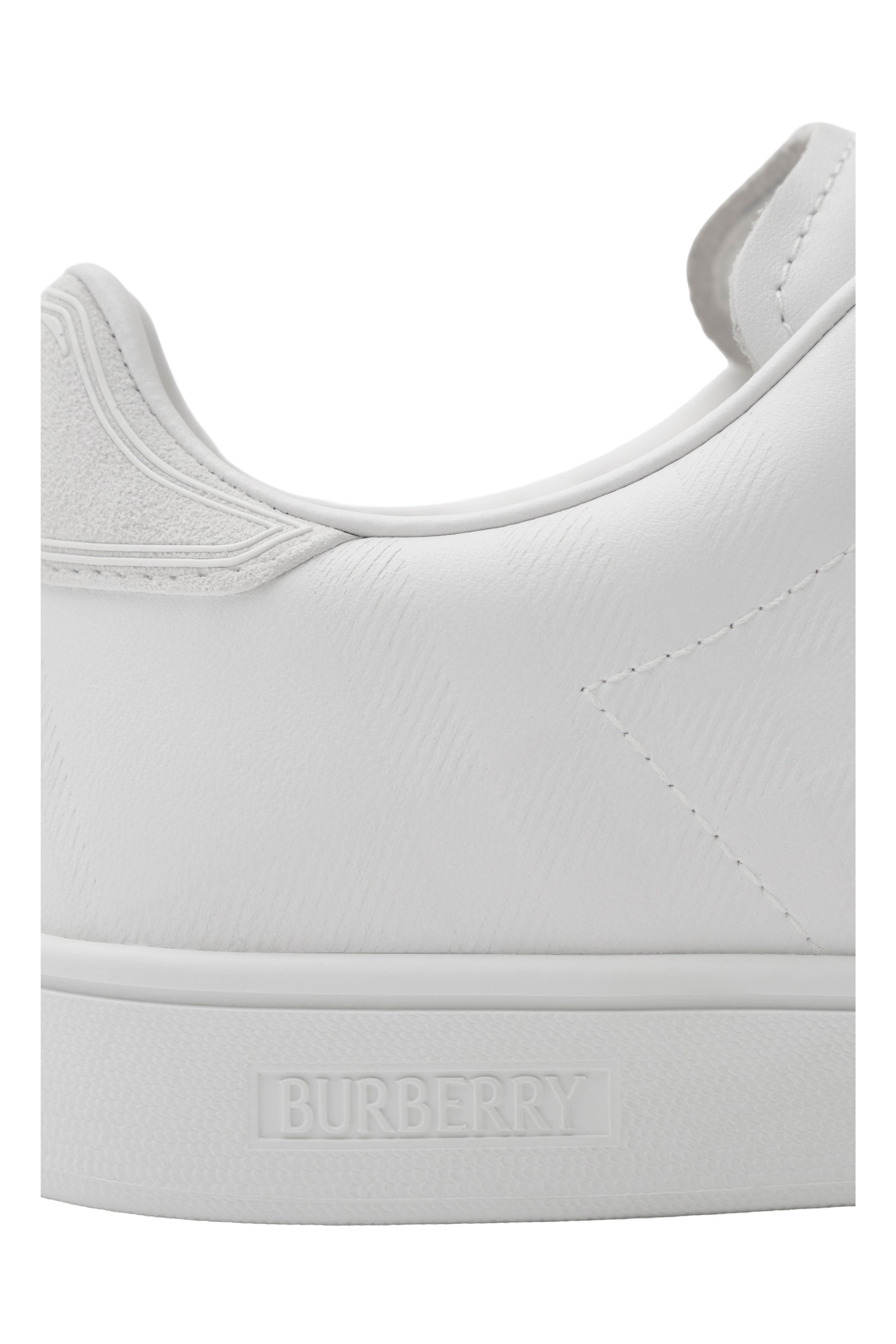 Burberry Embossed Check Leather Set Sneakers, Alternate, color, Porcelain White