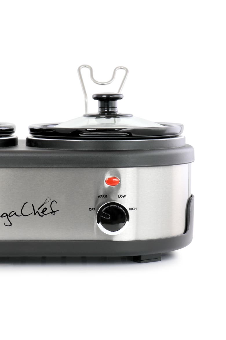 Dual 1.5 Quart Crock Buffet Slow Cooker, Alternate, color, Grey