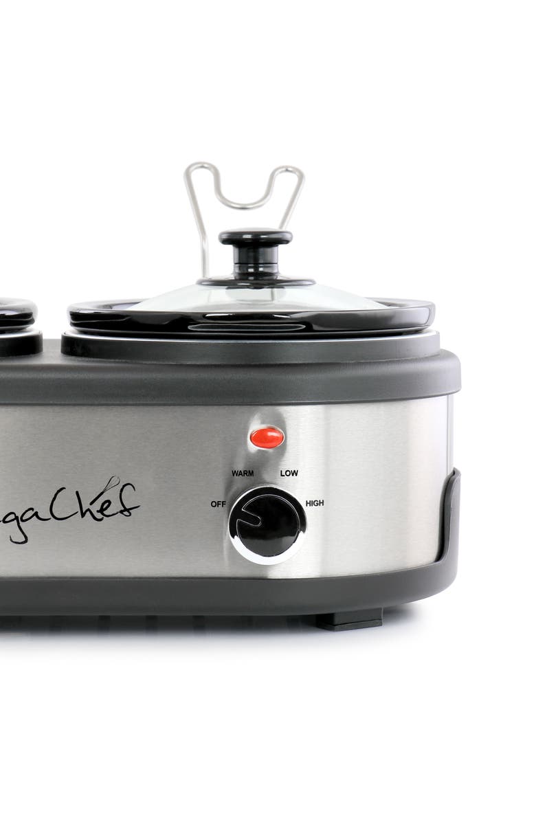 Megachef Dual 1.5 Quart Crock Buffet Slow Cooker, Alternate, color, Grey