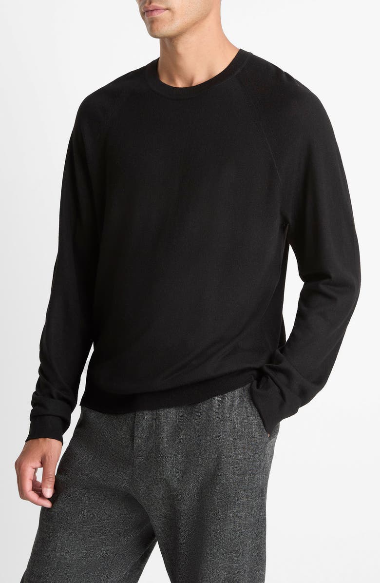 Vince Merino Wool & Cashmere Crewneck Sweater, Alternate, color, Black