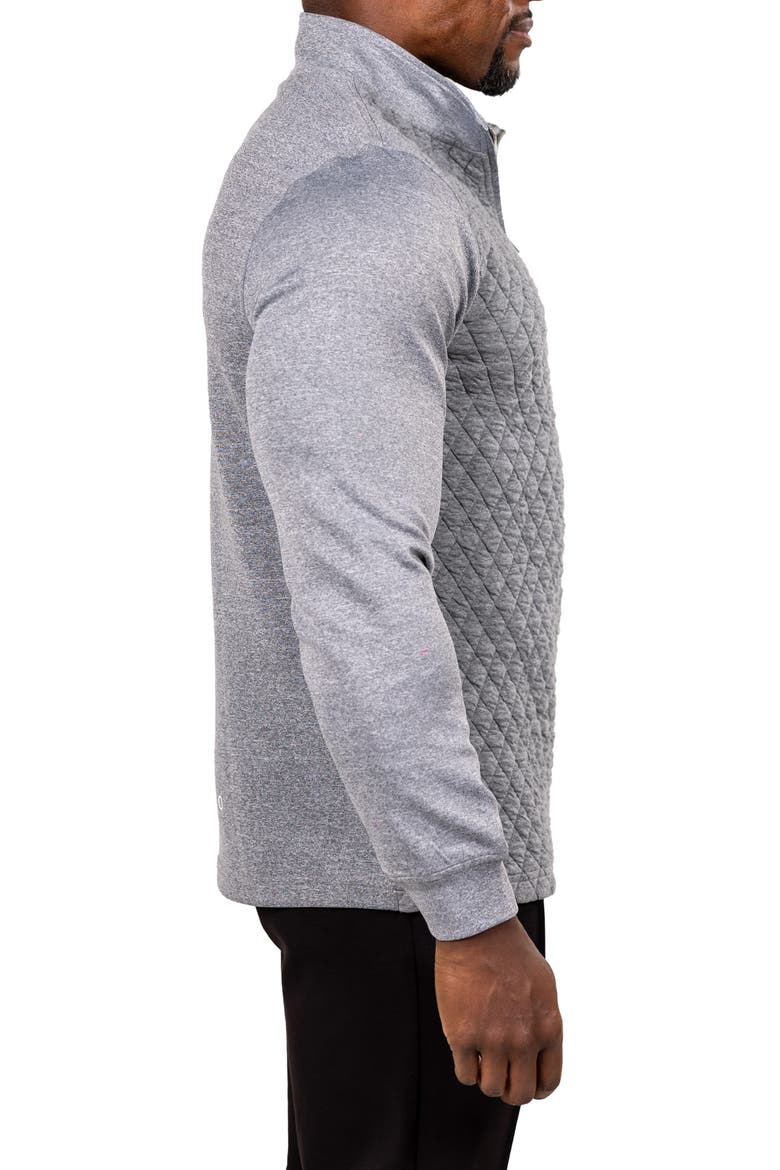 Diamond Quilted Quarter Zip Pullover, Alternate, color, GREY