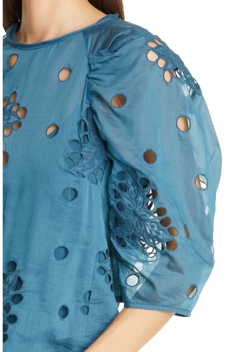 Honeysuckle Eyelet Top, Alternate, color, DEEP TEAL