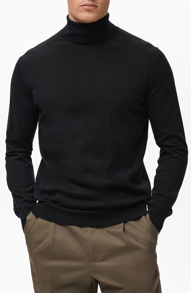 MANGO Turtleneck Wool Sweater, Main, color, Black