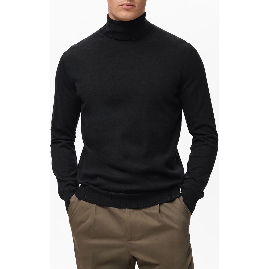 Mango Turtleneck Wool Sweater In Black