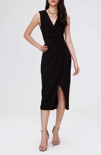 Hallie Sleeveless Faux Wrap Midi Dress