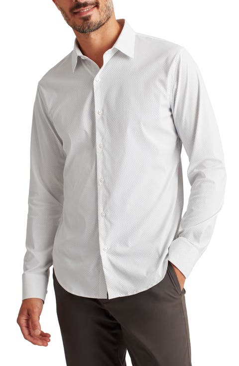 Tech Dot Print Performance Button-Up Shirt