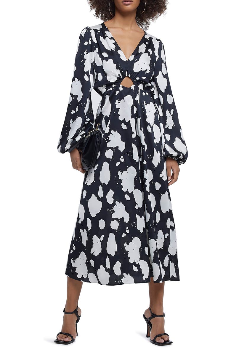 River Island Ellis Long Sleeve Cutout Dress, Main, color,