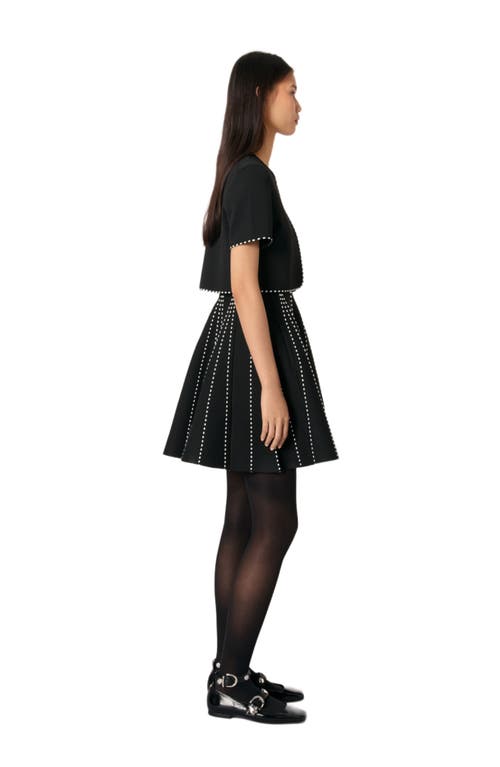 Maje Cropped Cardigan In Black/ecru