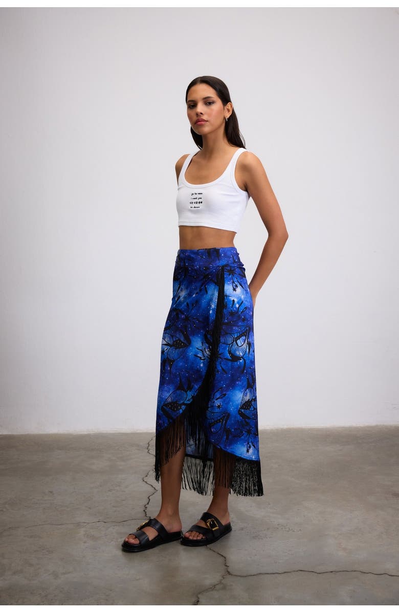 Je Te Veux Kissplode Galaxy Printed Wrap Pareo, Alternate, color, Navy