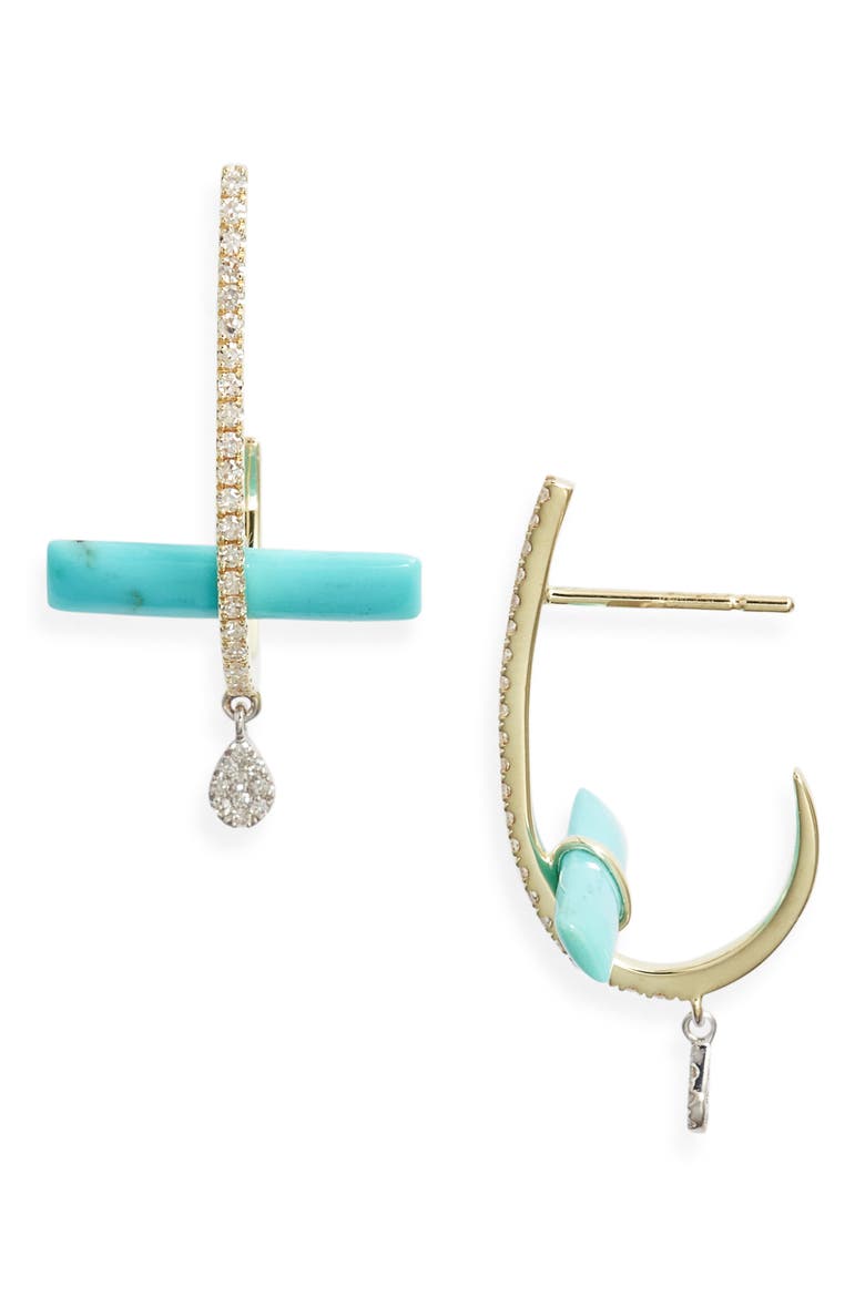 Turquoise Bar Drop Earrings, Main, color, GOLD/ TURQUOISE