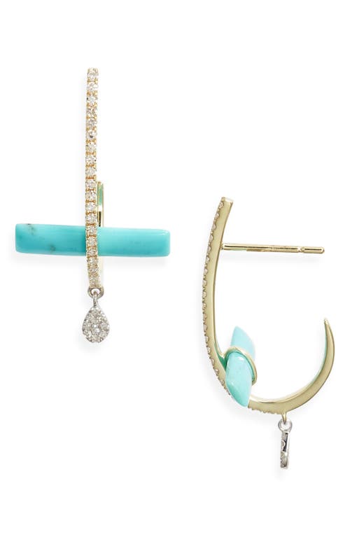 Meira T Turquoise Bar Drop Earrings In Gold