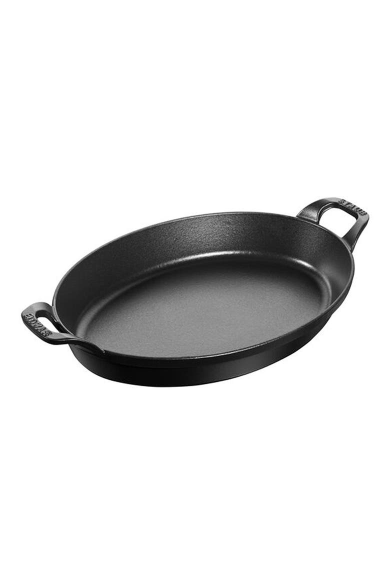 9.5-Inch Enameled Cast Iron Oval Baking Dish, Main, color, MATTE BLACK
