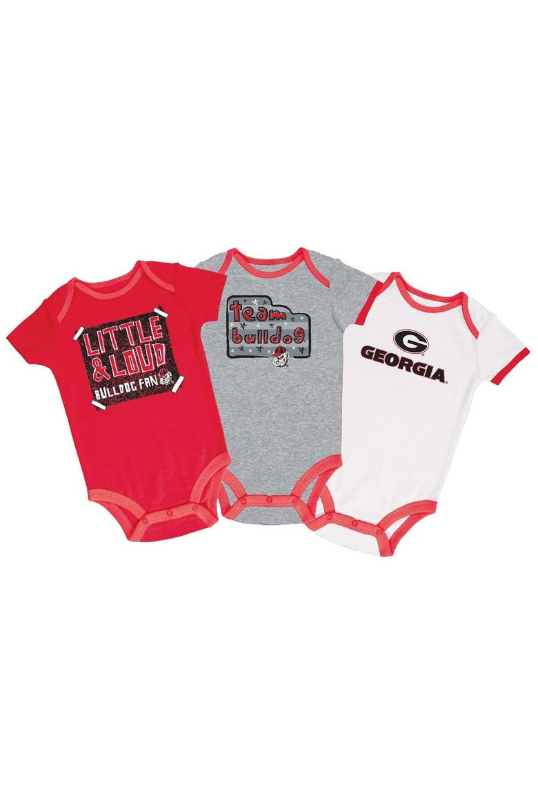 Infant Champion Red/Gray/White Georgia Bulldogs 3-Pack Bodysuit Set, Main, color, Red