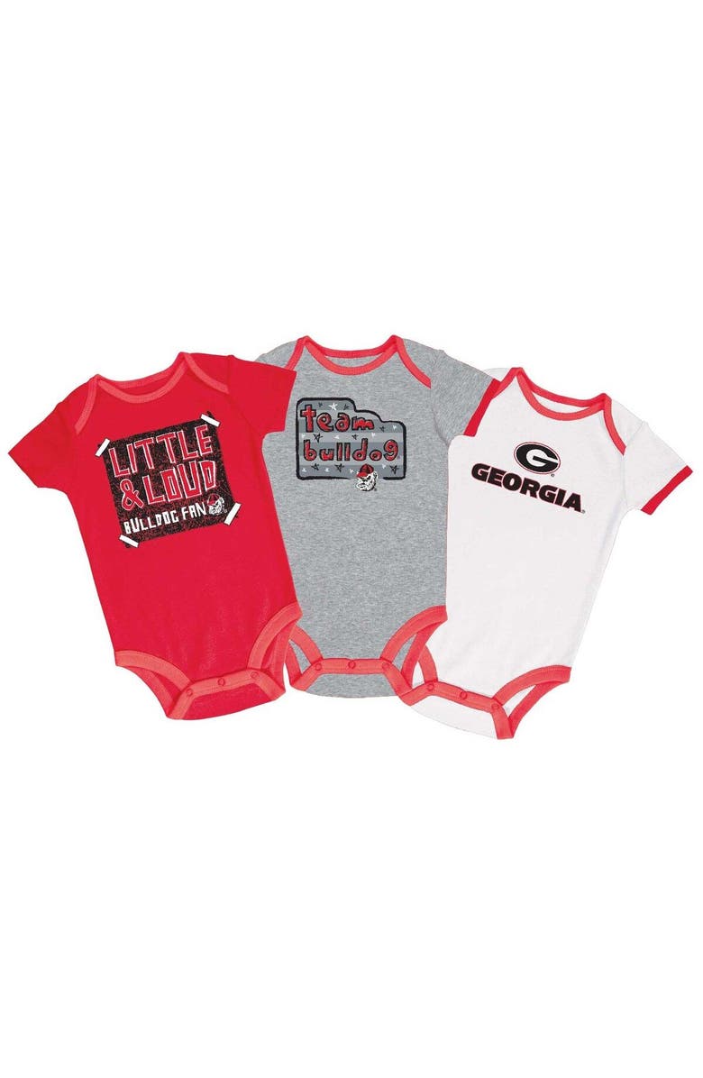 Champion Infant Champion Red/Gray/White Georgia Bulldogs 3-Pack Bodysuit Set, Main, color, Red