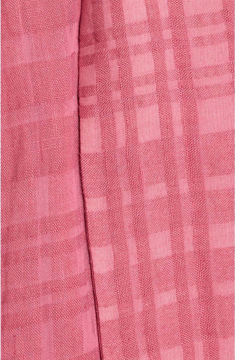 Santorelli NIA Asymmetric Midi Dress in Laser Cut Linen-Cotton, Alternate, color, Peony