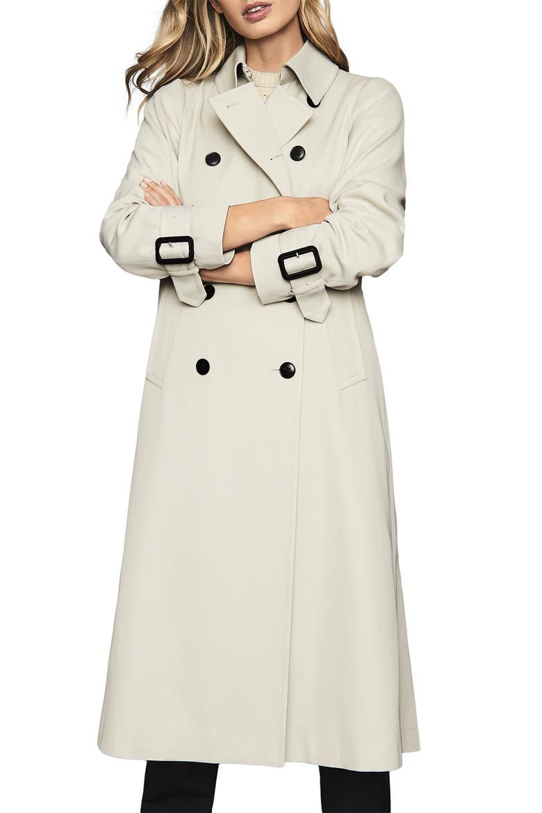 Pixie Pleat Back Trench Coat, Main, color, STONE