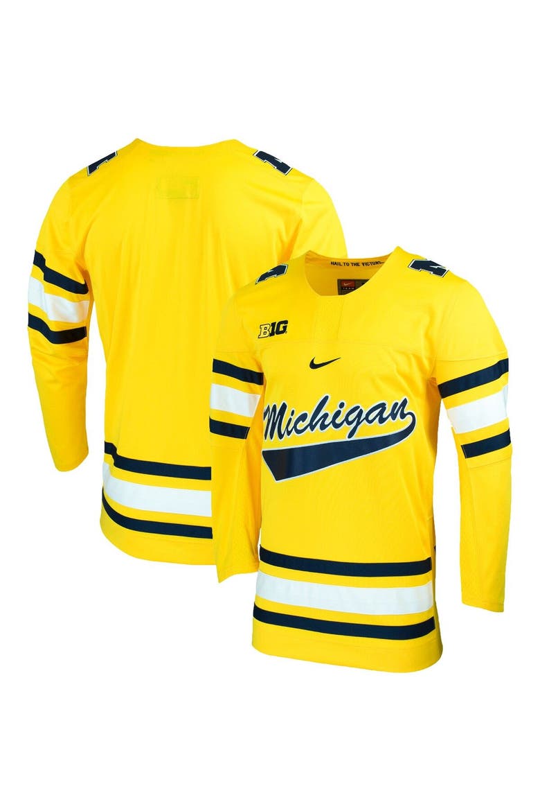 Men's Nike Maize Michigan Wolverines Replica College Hockey Jersey, Main, color, Maize