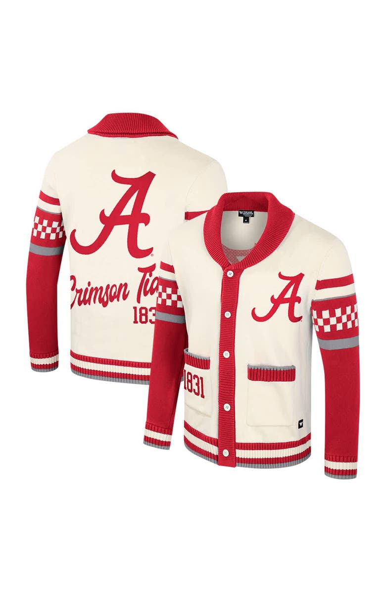COLOSSEUM Women's Colosseum Cream Alabama Crimson Tide Wild Collective Button-Up Jacquard Sweater, Main, color, Cream