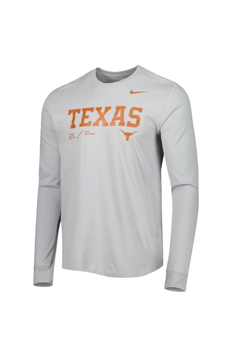 Nike Men's Nike Gray Texas Longhorns Team Practice Performance Long Sleeve T-Shirt, Alternate, color,