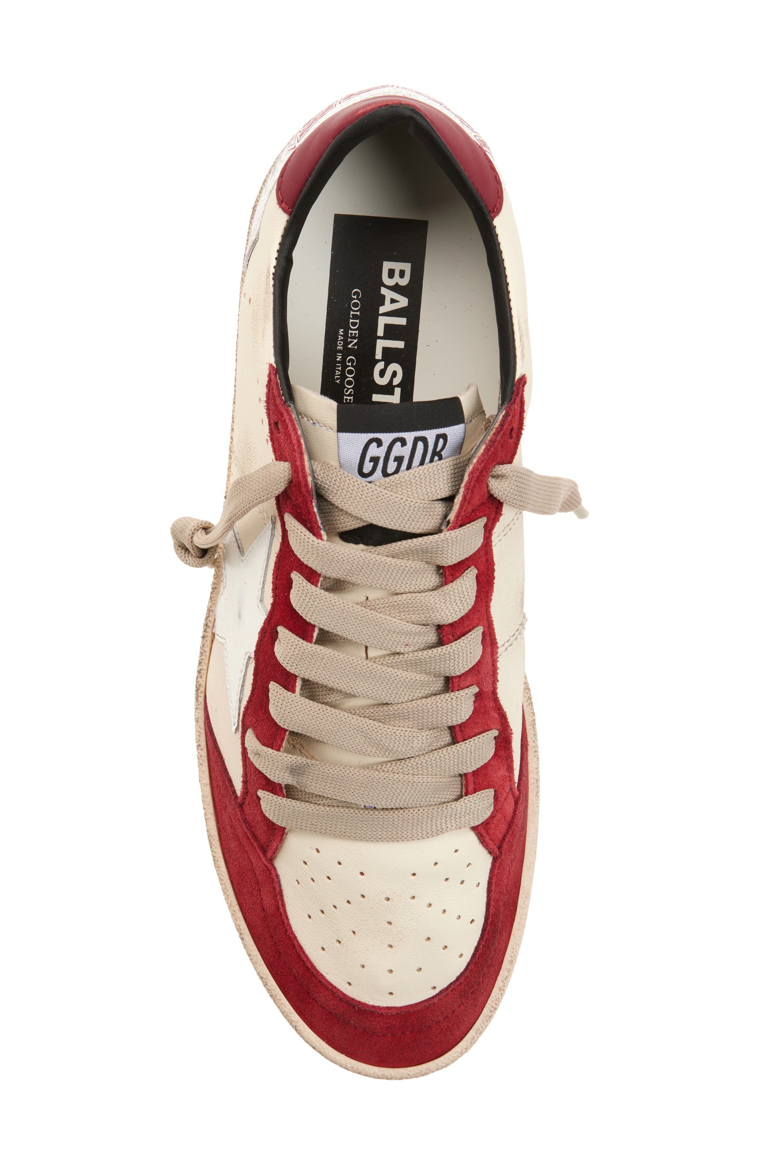 Golden Goose Ball Star Sneaker, Alternate, color, White Beige/Red/White