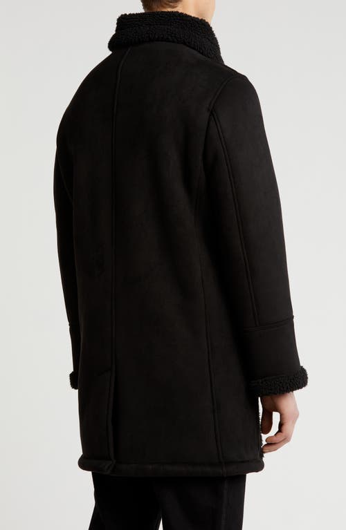 Braveman Faux Shearling Lined Double-breasted Overcoat In Black