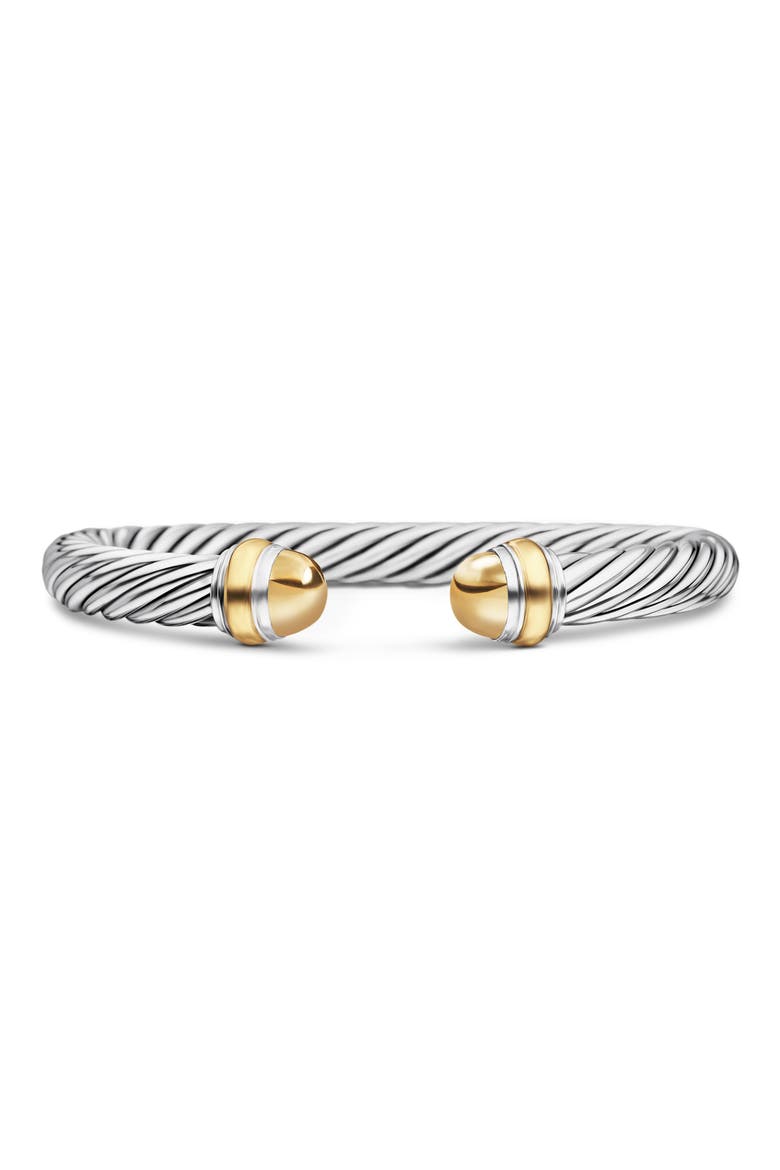 Classic Cable Bracelet in Sterling Silver with 14K Yellow Gold and Semiprecious Stones, 7mm, Main, color, GOLD DOME
