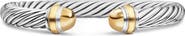 David Yurman Classic Cable Bracelet in Sterling Silver with 14K Yellow Gold and Semiprecious Stones, 7mm