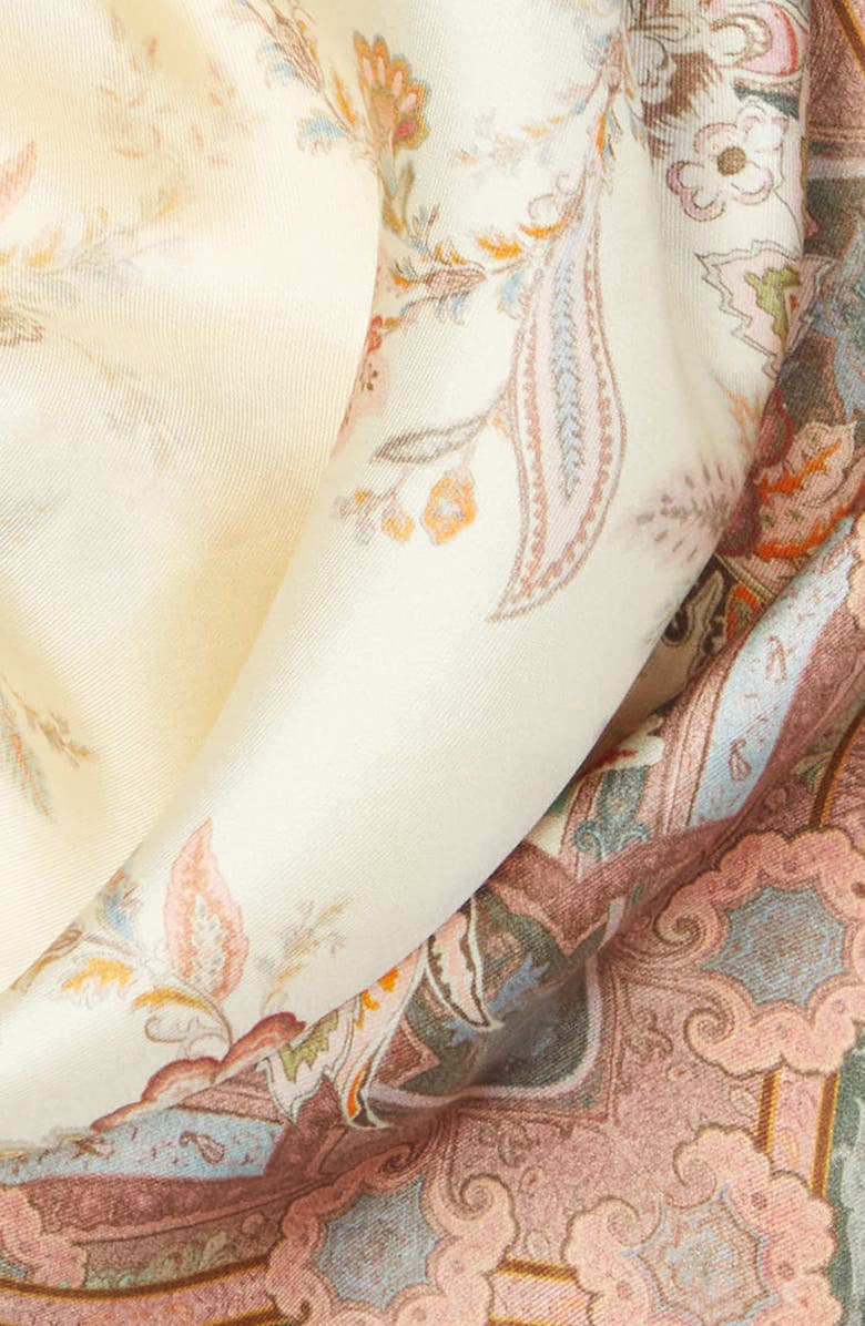 Zimmermann Paisley Print Silk Square Scarf, Alternate, color, Cream Pink Paisley